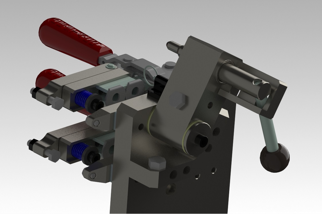 clamping assembly with retractable pin