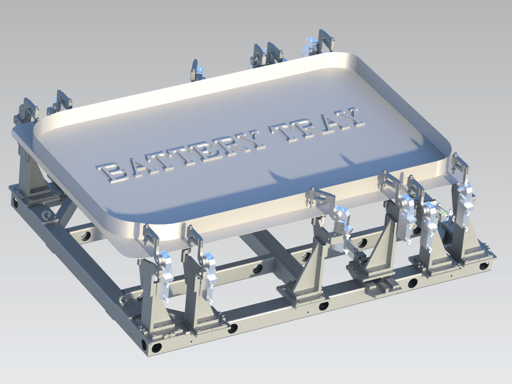battery tray pneumatic holding fixture