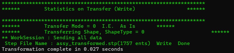 Python code executed to convert step model
